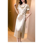 Robe en Satin de Soie Mûrier - Vignette | Création Satin