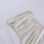 Robe Longue Satin Blanche Épaules Dénudées - Vignette | Création Satin