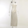 Robe Longue Satin Blanche Épaules Dénudées