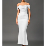 Robe Moulante Élégante à Épaules Dénudées - Vignette | Création Satin