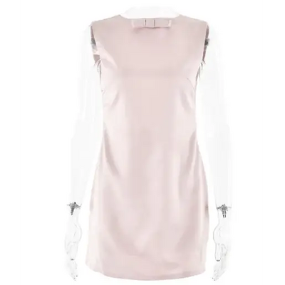 Robe Satin Courte Rose Sans Manche Élégante