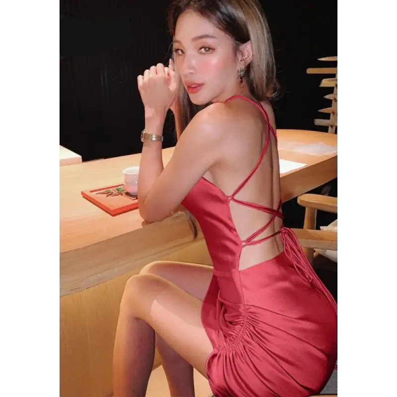 Robe Satin Elégance | Rouge | Création Satin 