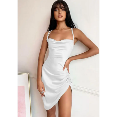 Robe Satin Elégance | Blanc | Création Satin