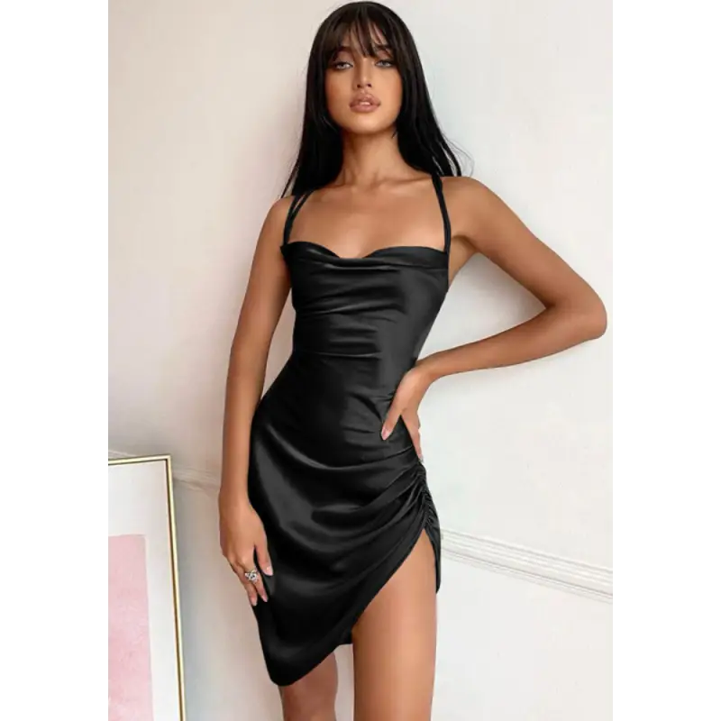 Robe Satin Elégance | Noir | Création Satin 