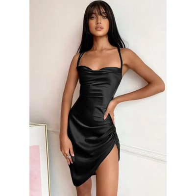 Robe Satin Elégance | Noir | Création Satin