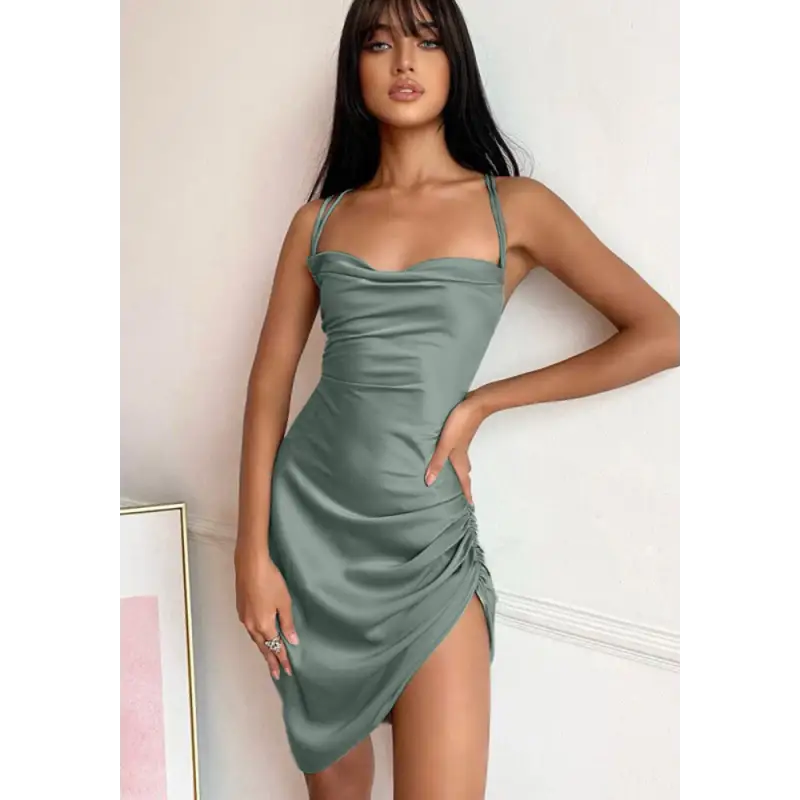 Robe Satin Elégance | Vert | Création Satin 