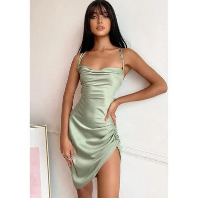 Robe Satin Elégance | Vert | Création Satin