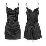 Robe Satin Femme Dos Nu à Lacets - Vignette | Création Satin