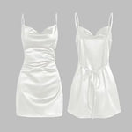Robe Satin Femme Dos Nu à Lacets - Vignette | Création Satin