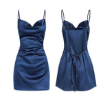 Robe Satin Femme Dos Nu à Lacets - Vignette | Création Satin