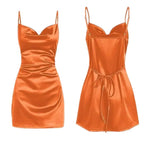 Robe Satin Femme Dos Nu à Lacets - Vignette | Création Satin
