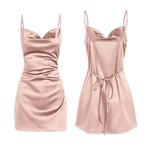 Robe Satin Femme Dos Nu à Lacets - Vignette | Création Satin