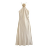 Robe Satin Santorini Champagne, longue et fluide, idéale pour soirée élégante