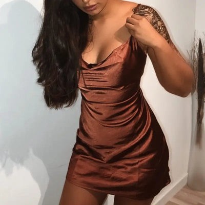Robe Satin Sexy - Brun / S