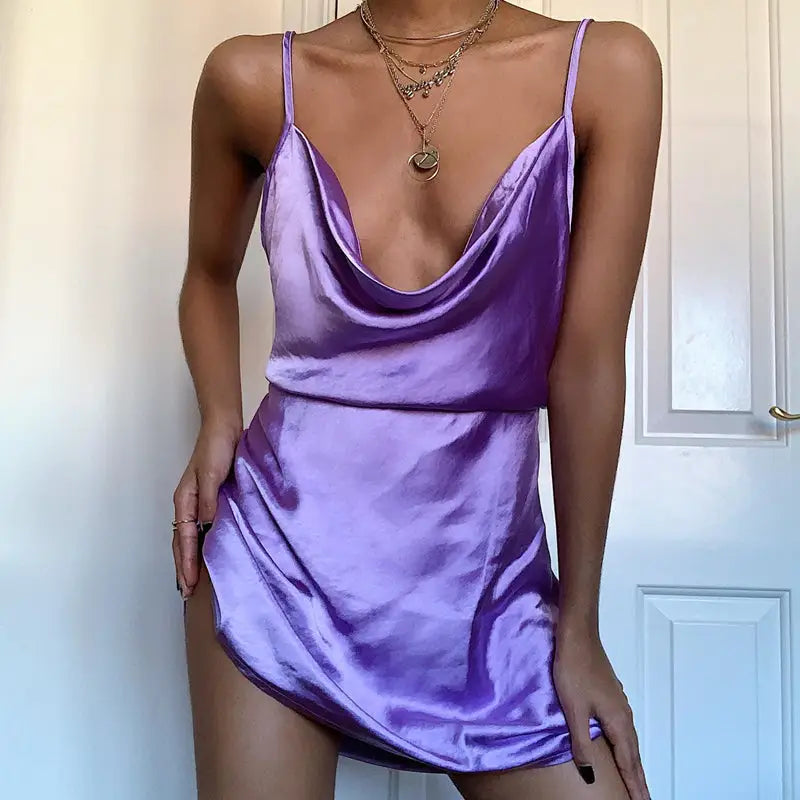 Robe Satin Sexy - Violet / S