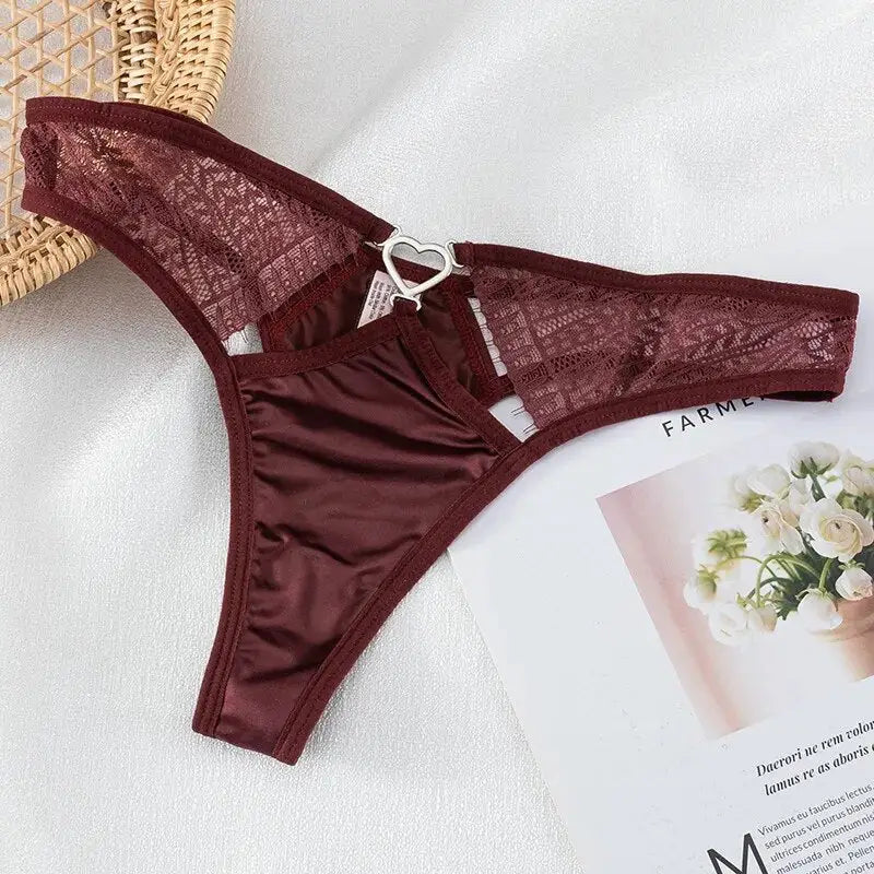 String-Satin-Sexy-Dentelle-Et-Cœur-Bordeaux