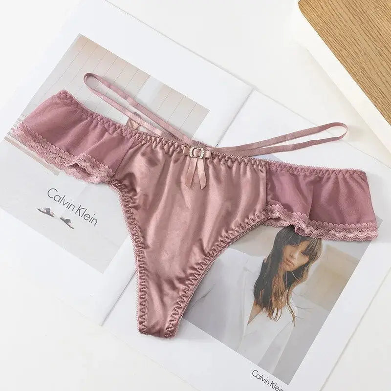 String-Satin-Sexy-Romantique-Bois-De-Rose