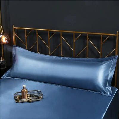 Taie-D'Oreiller Satin-De-Qualité-Supérieure-King-&-Queen-Bleu-Ciel