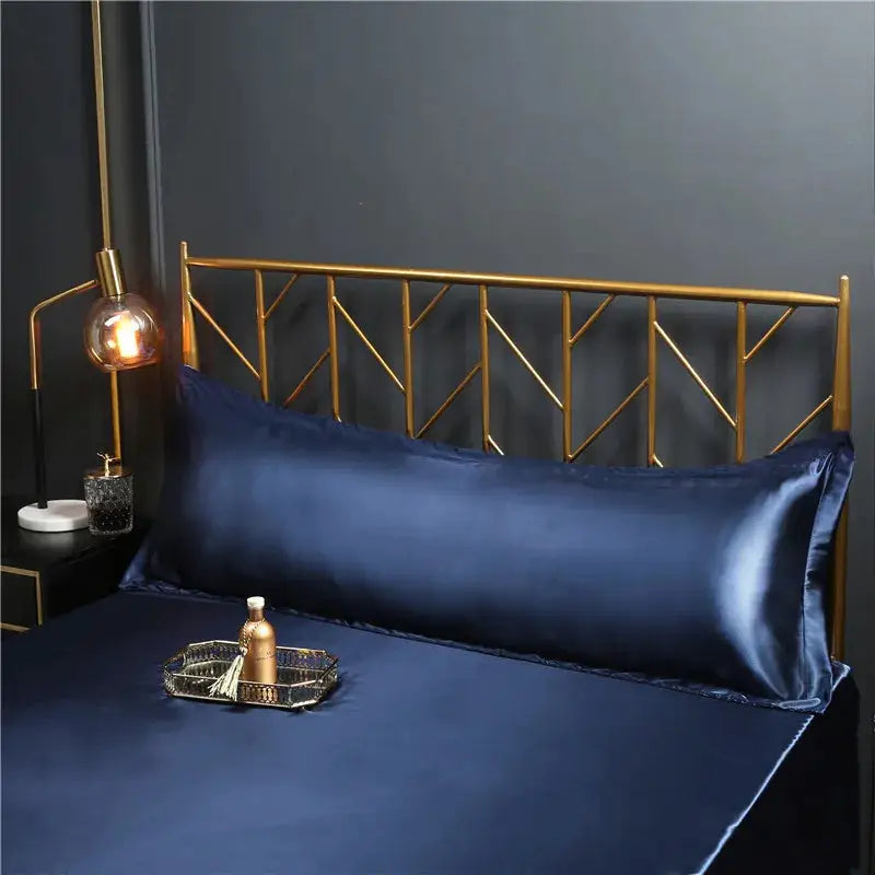 Taie-D'Oreiller Satin-De-Qualité-Supérieure-King-&-Queen-Bleu-Marine