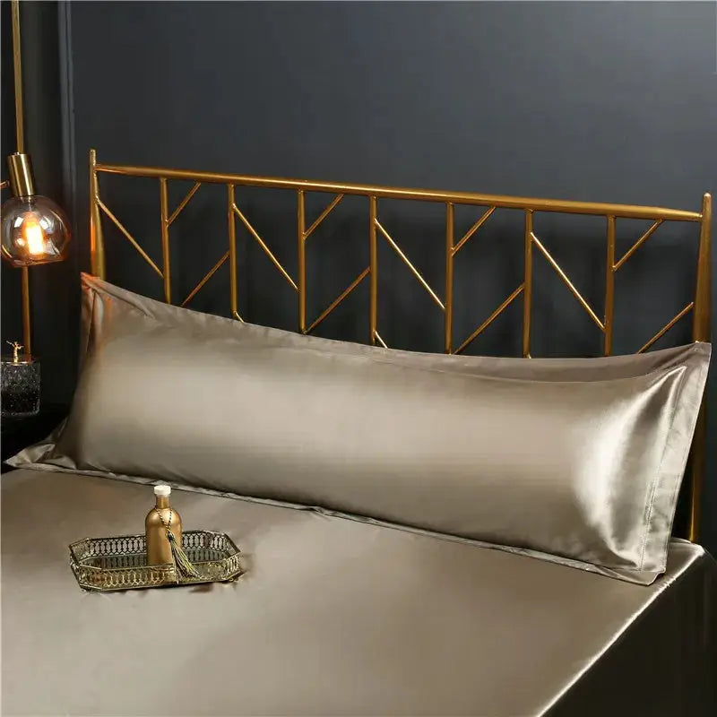 Taie-D'Oreiller Satin-De-Qualité-Supérieure-King-&-Queen-Café-Au-Lait