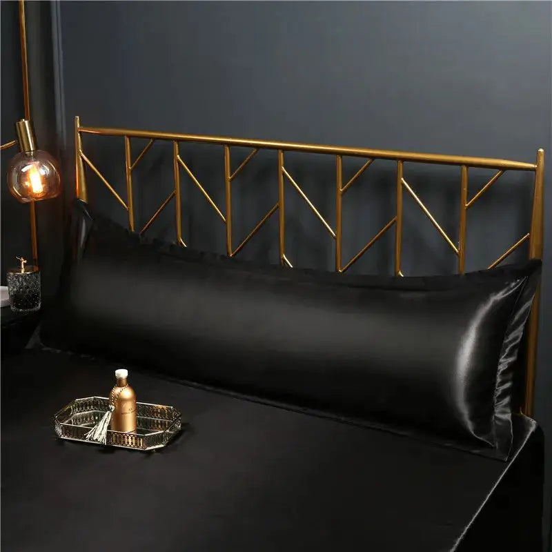 Taie-D'Oreiller Satin-De-Qualité-Supérieure-King-&-Queen-Noir