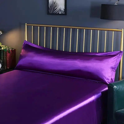 Taie-D'Oreiller Satin-De-Qualité-Supérieure-King-&-Queen-Violet