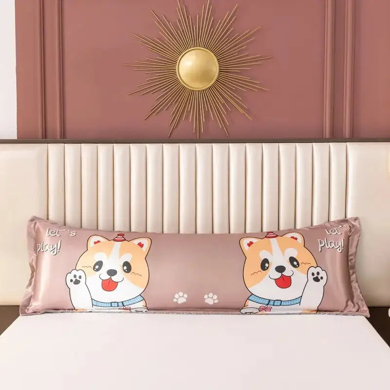 Taie-d-oreiller-Satin-longue-Fantaisie-jacquard-avec-motif-chat-lets-play
