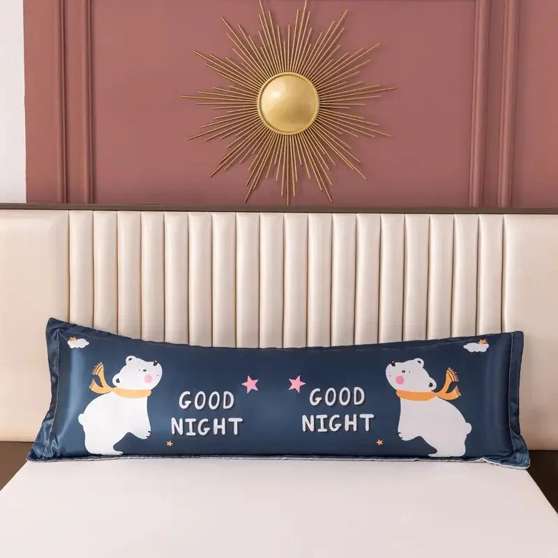 Taie-d-oreiller-Satin-longue-Fantaisie-jacquard-avec-motif-good-night
