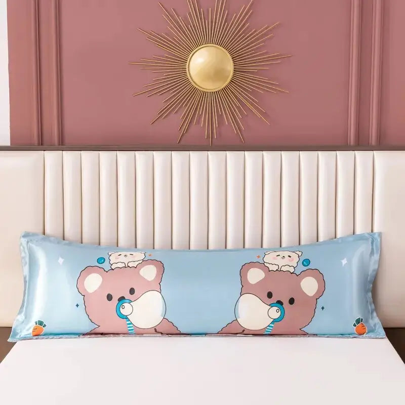 Taie-d-oreiller-Satin-longue-Fantaisie-jacquard-avec-motif-oursons