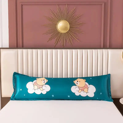 Taie-d-oreiller-Satin-longue-Fantaisie-jacquard-avec-motif-ourson-et-nuage