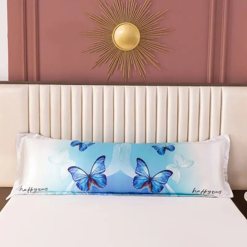 Taie-d-oreiller-Satin-longue-Fantaisie-jacquard-avec-motif-papillons-happy-day