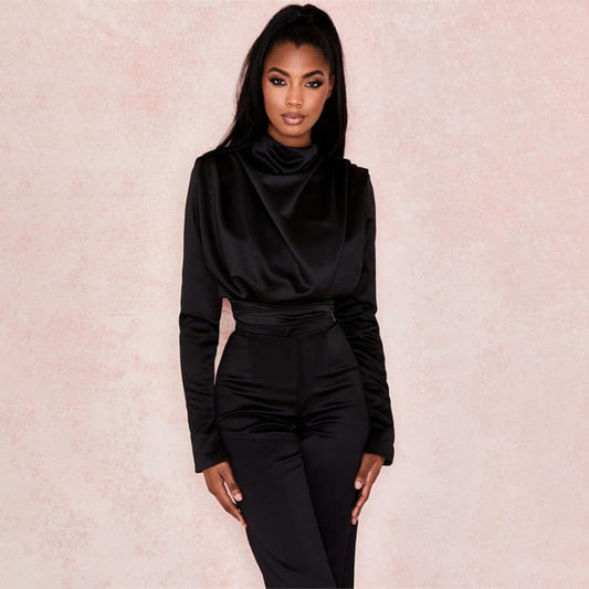 Body En Satin Manche Longue.