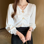 Blouse Satin Blanc Femme - Vignette | Création Satin