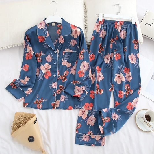 Pyjama Satin Bleu.