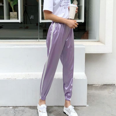 Pantalon Satin Femme Couleur Violet.
