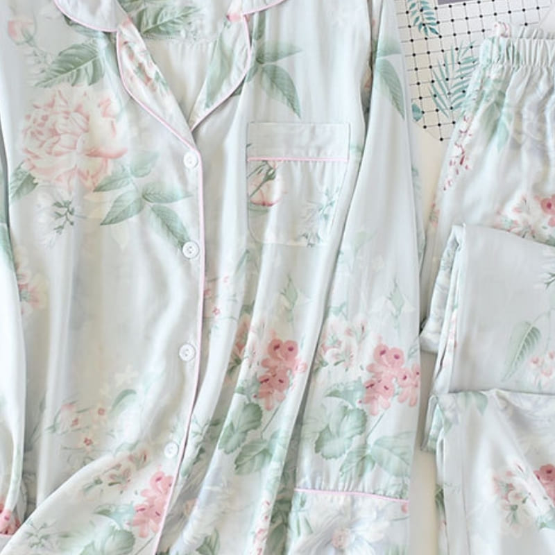 Pyjama Femme Satin Motif Japonais.