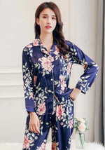 Pyjama Femme Satin Bleu - Vignette | Création Satin