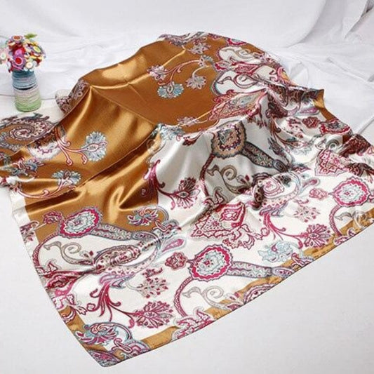 Foulard Satin Beige Jacquard.