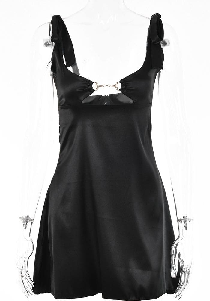 Robe Satin Noire Femme Courte