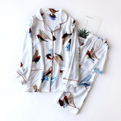Pyjama Satin Femme Oiseaux.