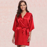 Kimono Satin Rouge Femme - Vignette | Création Satin