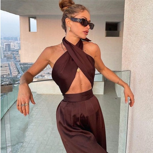 Ensemble Satin Marron pas cher