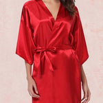 Kimono Satin Rouge Femme - Vignette | Création Satin