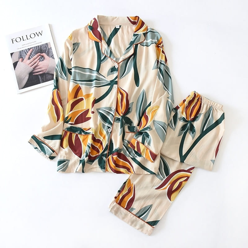 Pyjama Satin Fleuri.