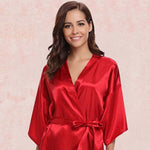 Kimono Satin Rouge Femme - Vignette | Création Satin