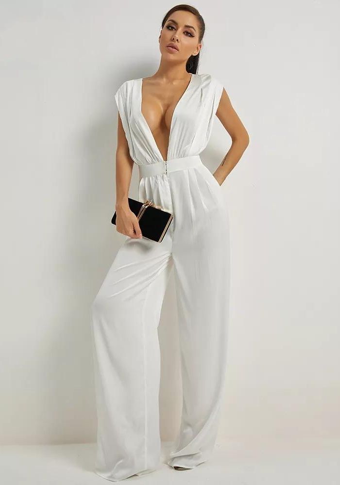 Combinaison Pantalon Combinaison Blanche Soiree Combinaison Satin