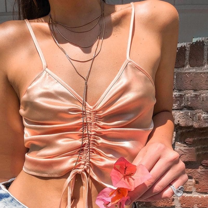 Crop Top Satin Corail.