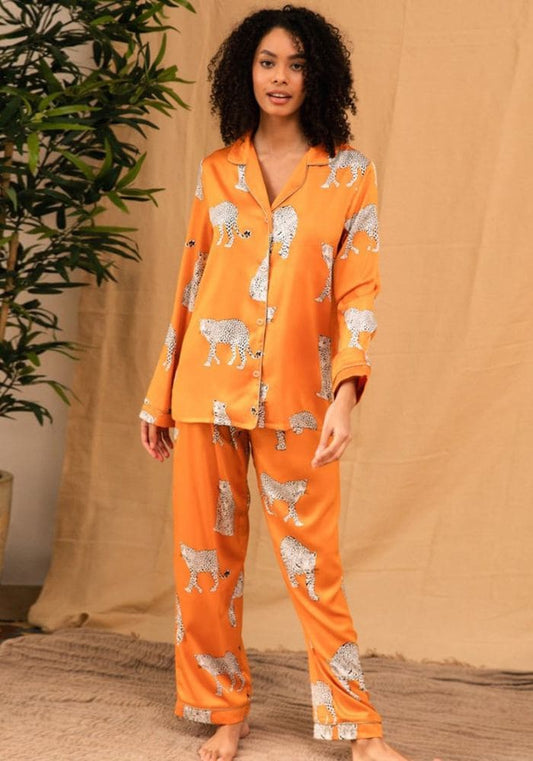 Pyjama Satin Femme Orange