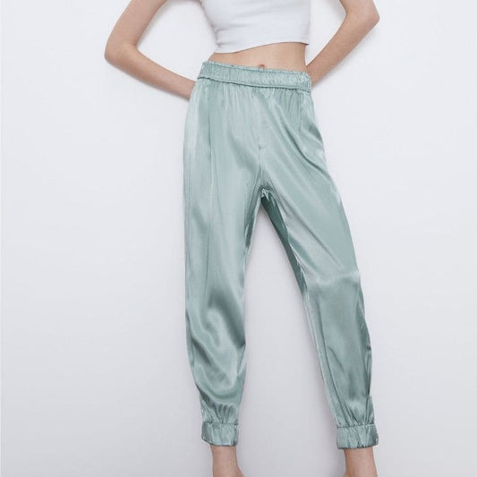 Pantalon Satin Bleu.