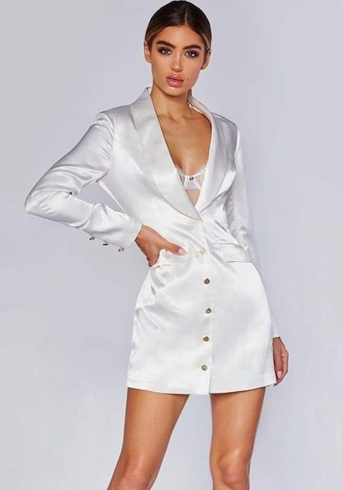 Robe Satin Blanche blazer